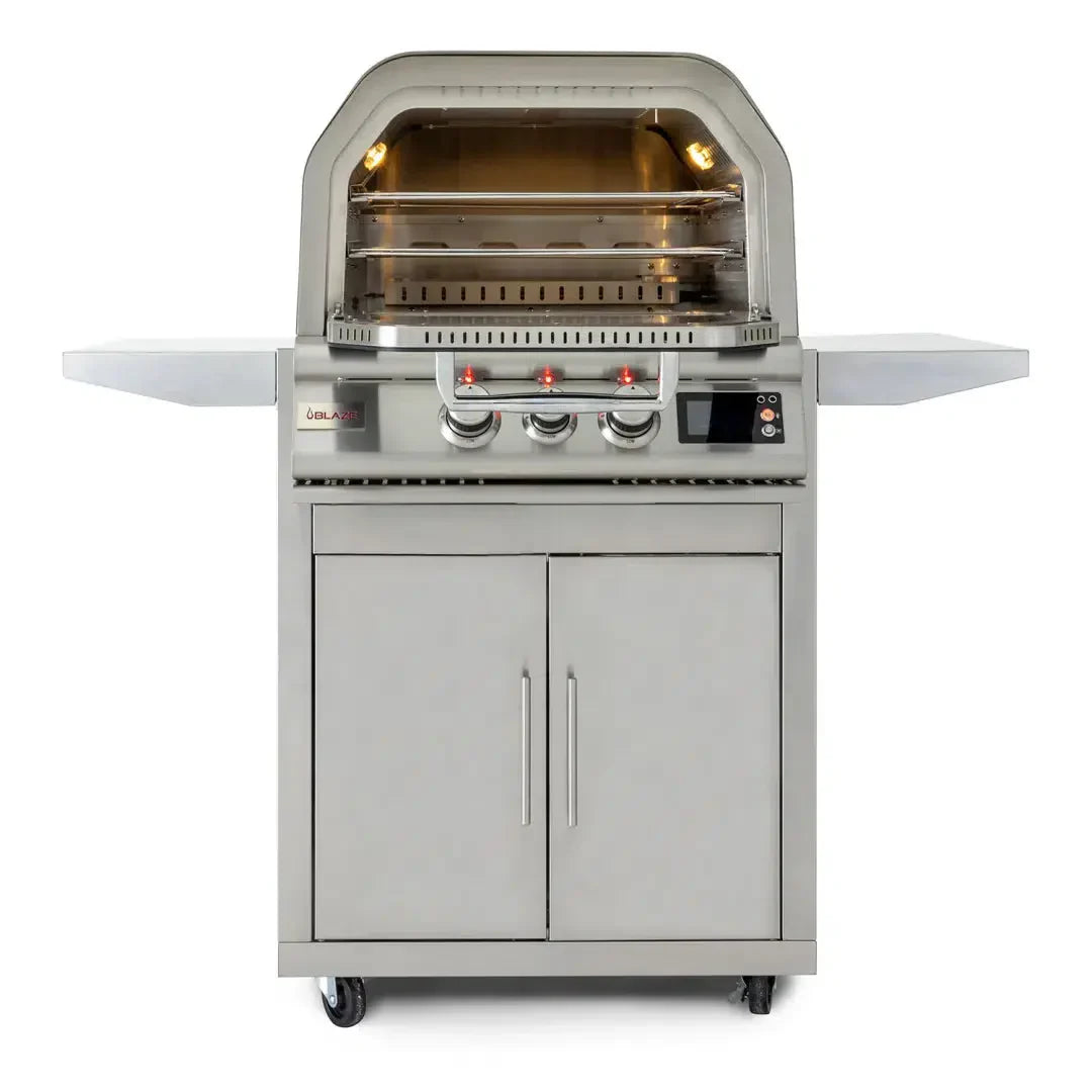 Blaze 26" Freestanding Natural Gas Outdoor Pizza Oven With Rotisserie Kit & Cart