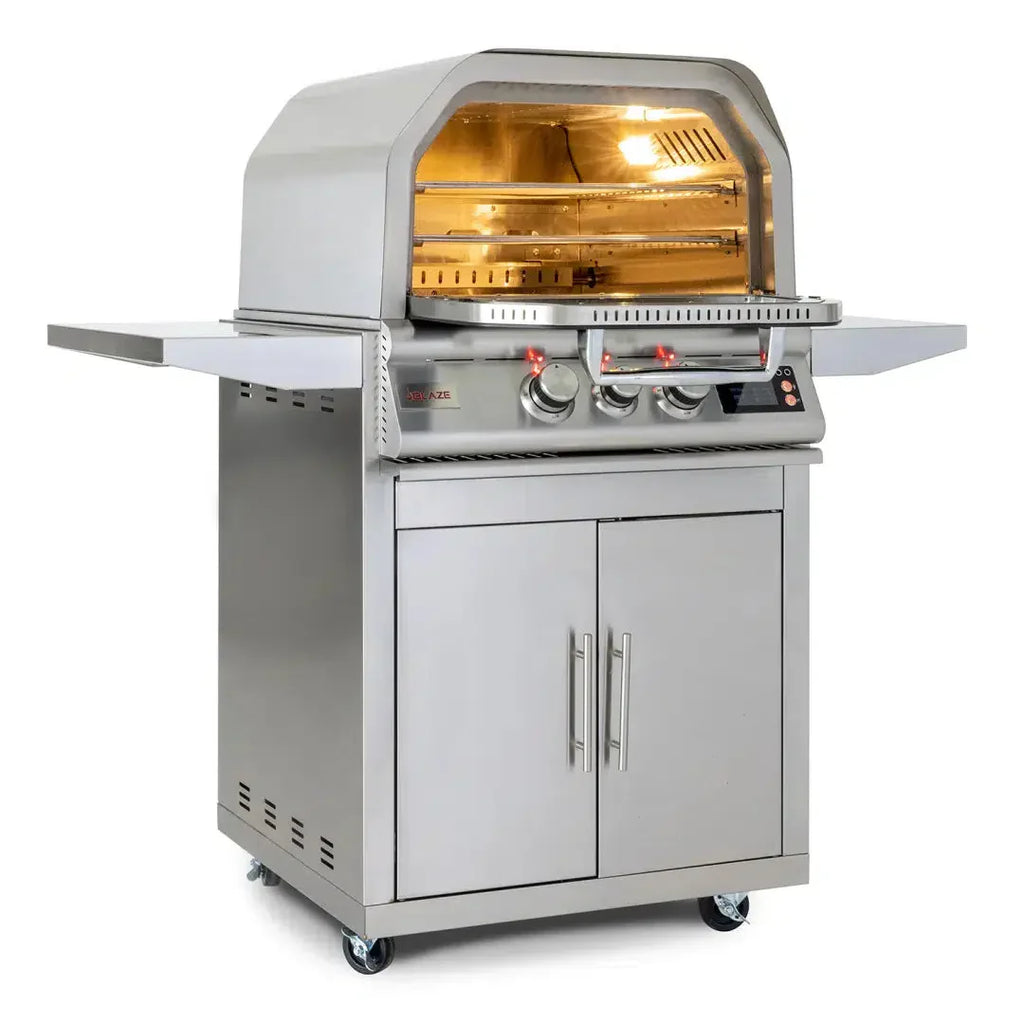 Blaze 26" Freestanding Natural Gas Outdoor Pizza Oven With Rotisserie Kit & Cart