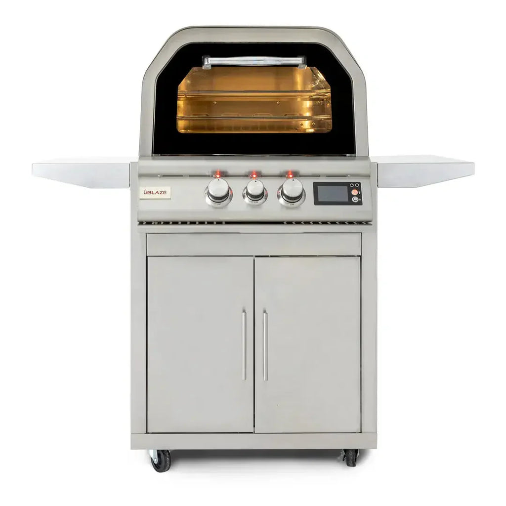 Blaze 26" Freestanding Natural Gas Outdoor Pizza Oven With Rotisserie Kit & Cart