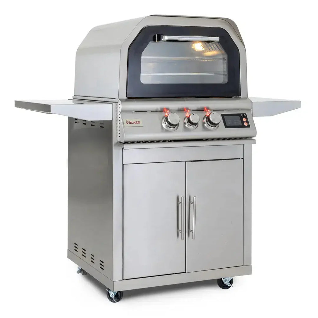 Blaze 26" Freestanding Propane Outdoor Pizza Oven With Rotisserie Kit & Cart