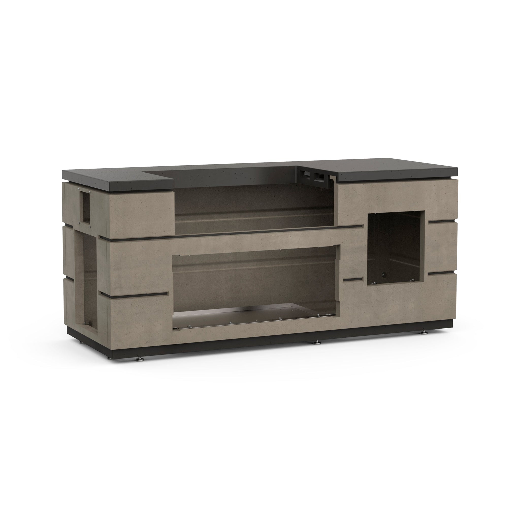 Fire Magic Choice 650 82" Contemporary Pre-Fab Grill Island With Double Drawer Cutout and Polished Black Lava Counter