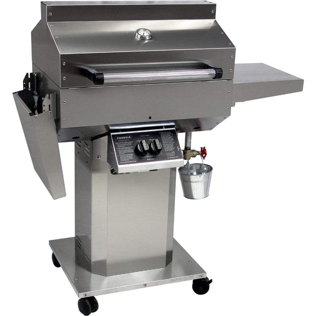 Phoenix Grills 52" Dual Burner Stainless Steel Riveted Gas Grill Head on Pedestal Cart