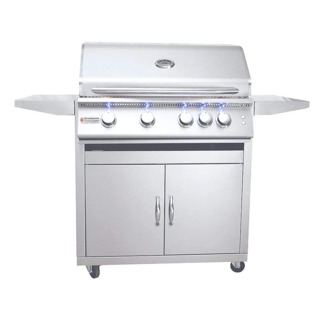 Renaissance Premier L Series 32" 5-Burner Freestanding Liquid Propane Gas Grill with Infrared Back Burner and LED Lights