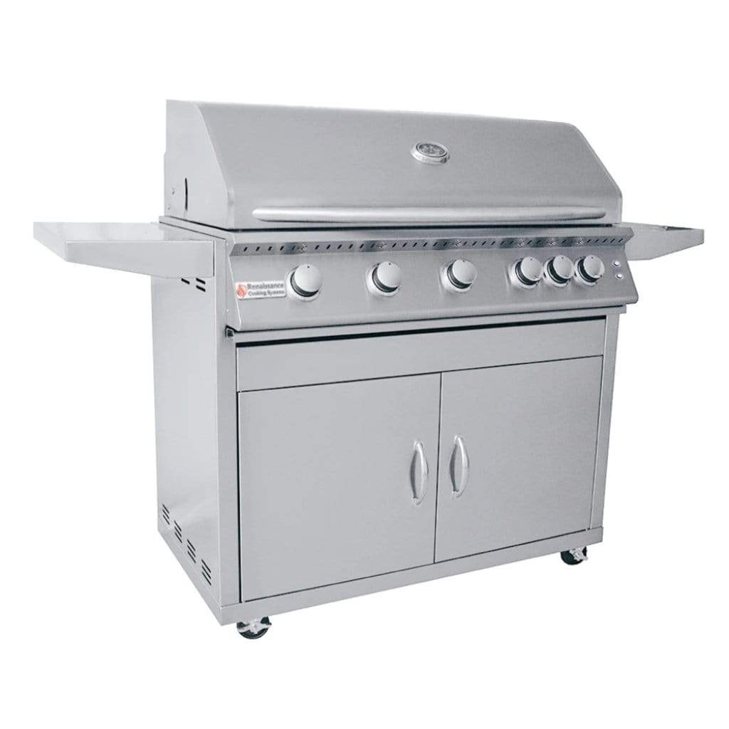 Renaissance Premier L Series 40" 6-Burner Freestanding Liquid Propane Gas Grill with Infrared Back Burner and LED Lights