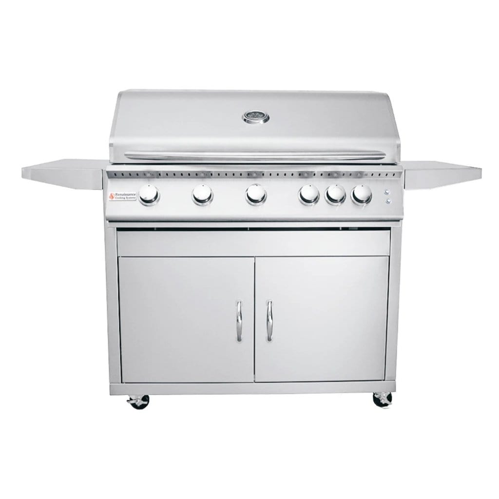 Renaissance Premier L Series 40" 6-Burner Freestanding Liquid Propane Gas Grill with Infrared Back Burner and LED Lights